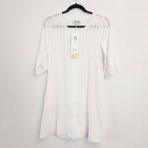 Ethos Paris Fola White Organic Banana Fiber Tunic Dress Size XS